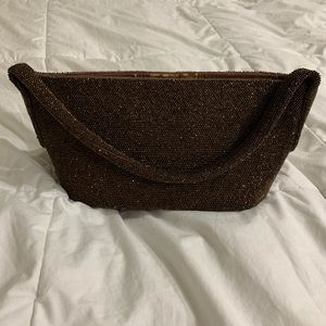 Brown beaded vintage handbag